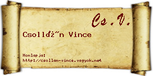 Csollán Vince névjegykártya